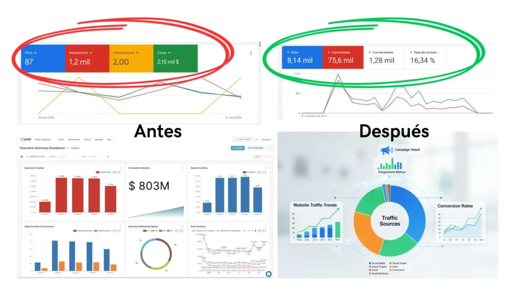 casos reales de optimizacion en google ads resultados antes y despues