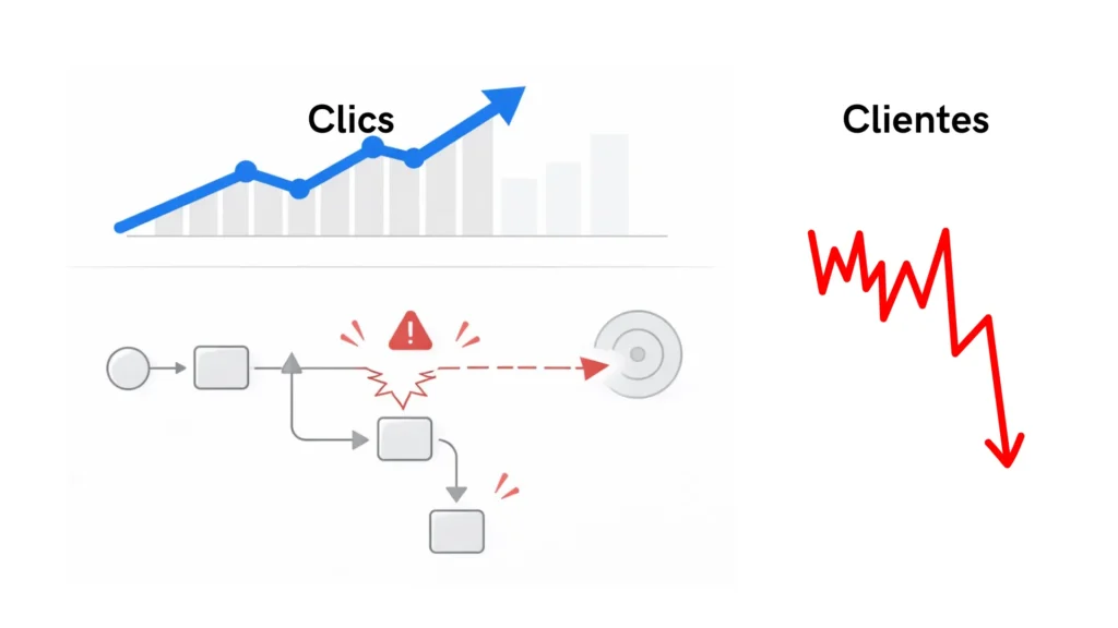 campañas de Google Ads con clics altos pero sin conversiones ni resultados